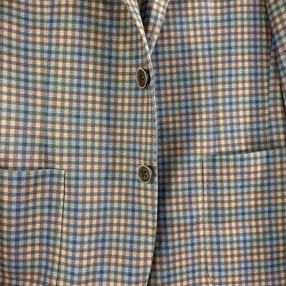 johnnie-O Classic Blue and Brown Check Blazer - Picture 2 of 5